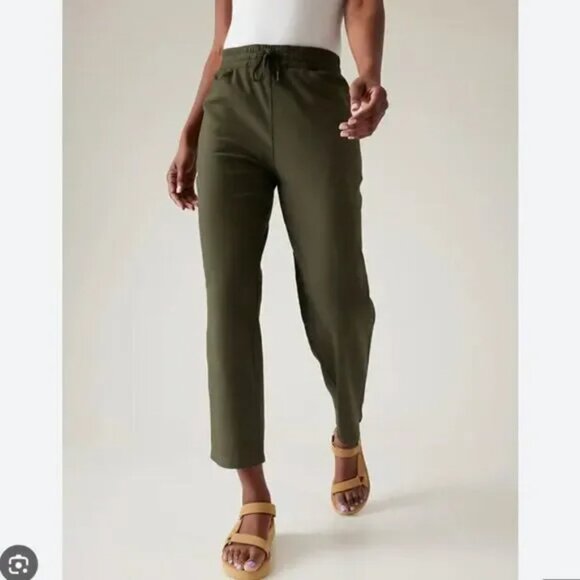 Athleta Pants - NWT Athleta Farallon Cotton Pants Straight Leg Aspen Olive Green Travel Coastal